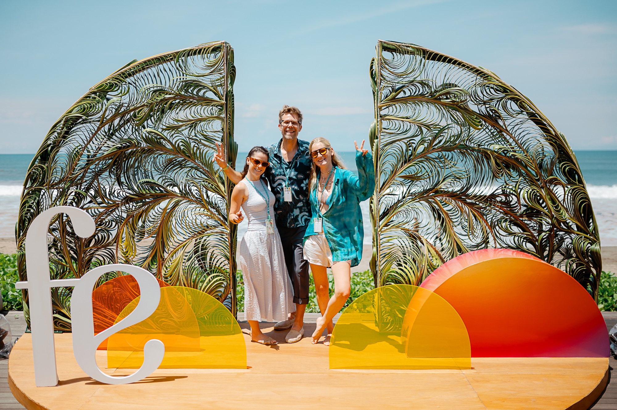 Group of attendees by the photo opportunity