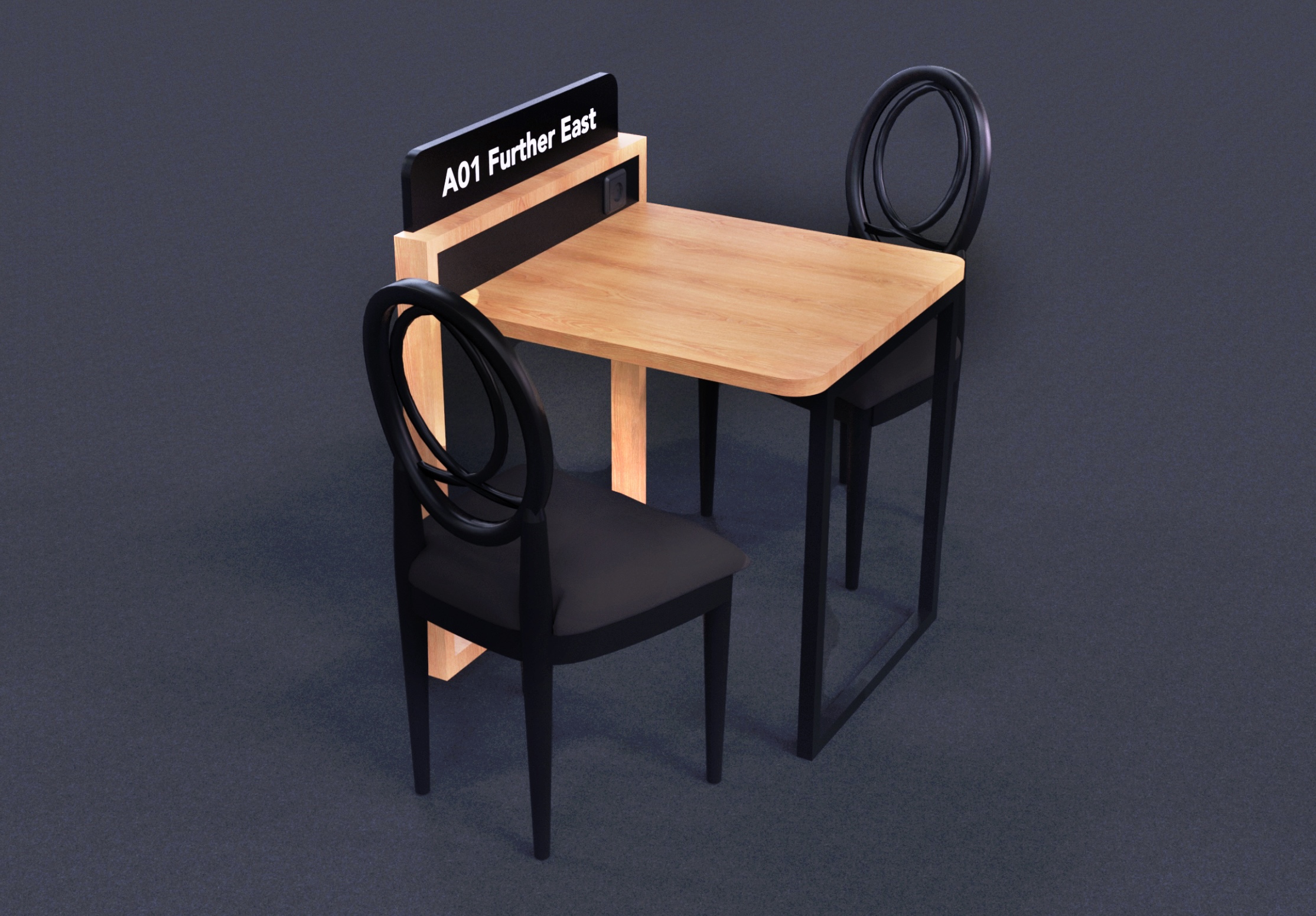 2 seated minimalist exhibitor brand design