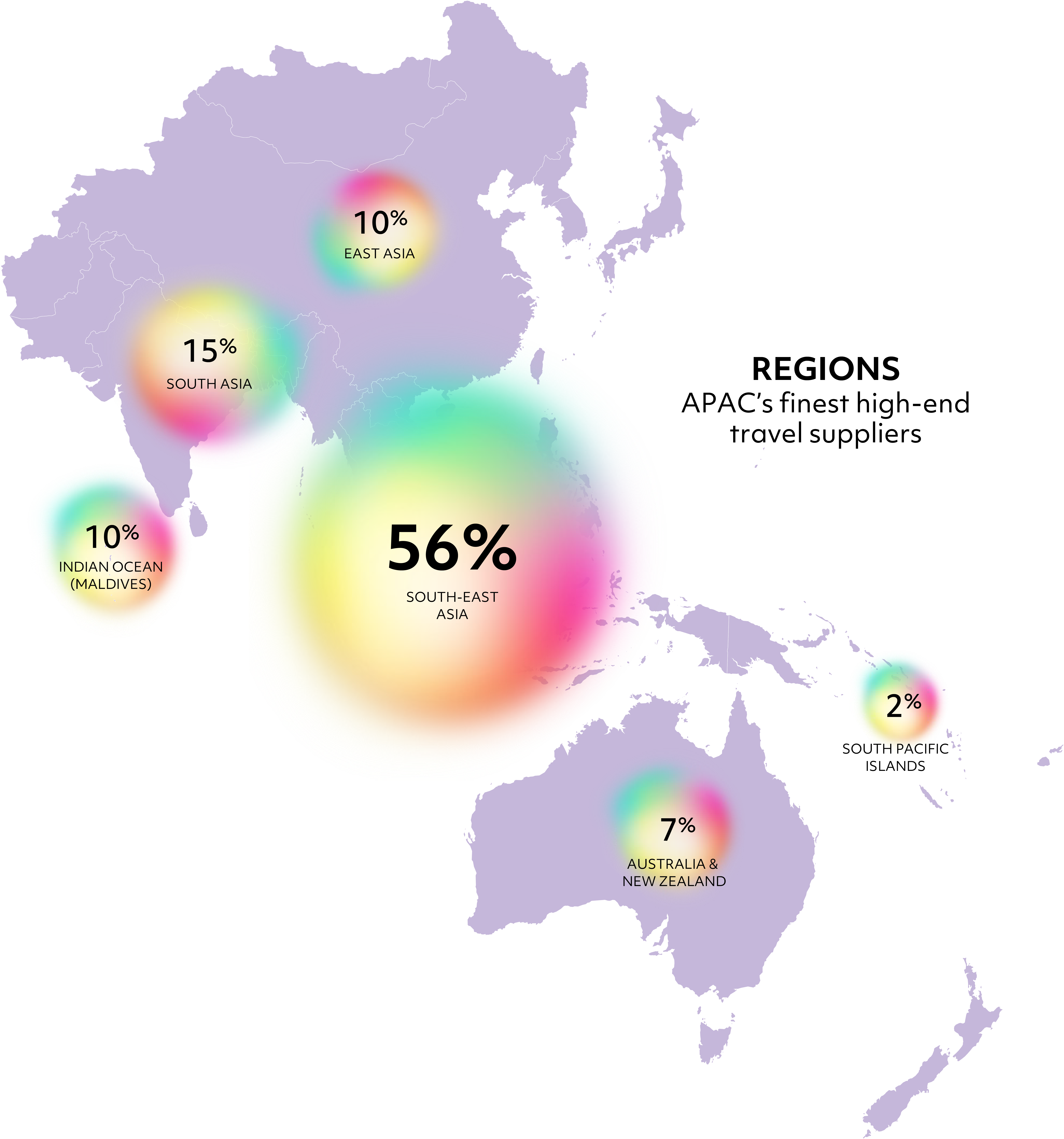 Map showing the spread of delegate with percentages